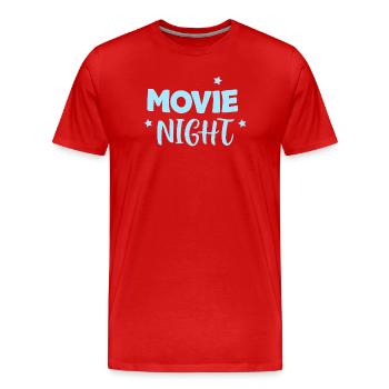 Movie Night Pastel Blue Stars - Men's Premium Organic T-Shirt - red - Front - Damien (186cm)