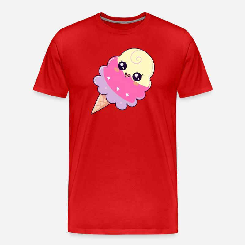 Pastellfarbene Kawaii Eissterne - Männer Premium Bio T-Shirt - Rot