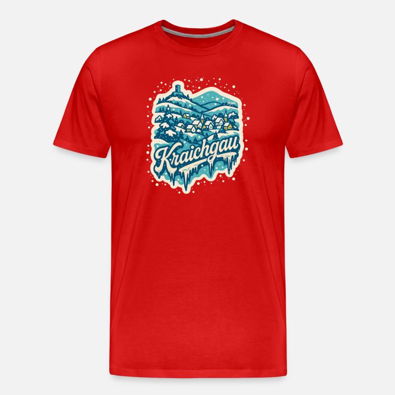 Kraichgau Winterlandschaft   - Männer Premium Bio T-Shirt - Rot