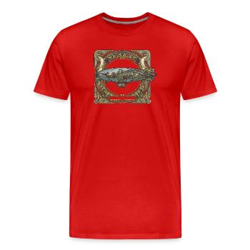 Luftschiff im Jugendstilrahmen - Männer Premium Bio T-Shirt - Rot - Vorne - Damien (186cm)