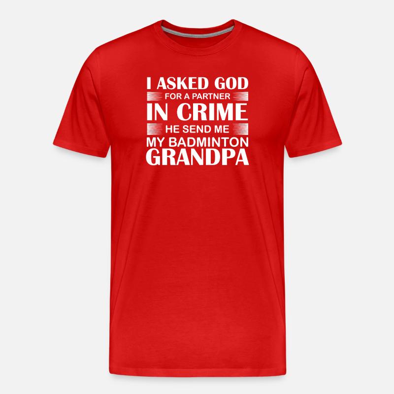 Badminton Opa - Männer Premium Bio T-Shirt - Rot
