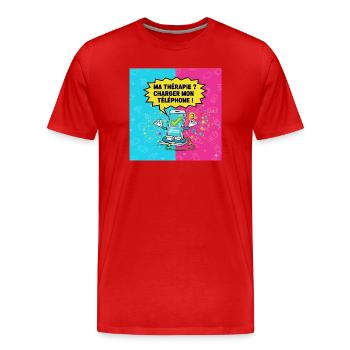 Digitale Therapie: Mein Handy laden - Männer Premium Bio T-Shirt - Rot - Vorne - Damien (186cm)