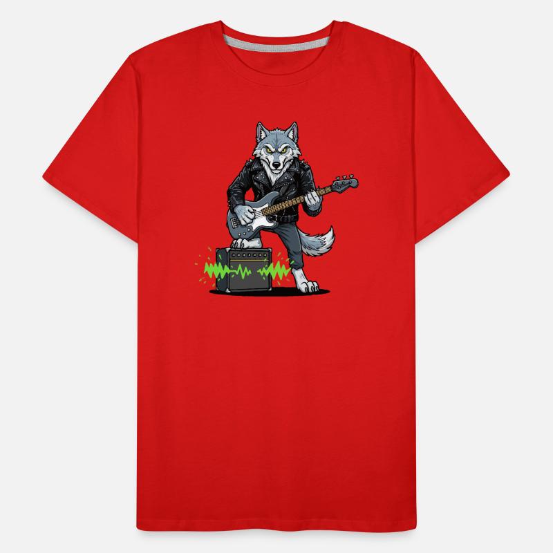 Rockerwolf with leather jacket Men's Premium Organic T-Shirt