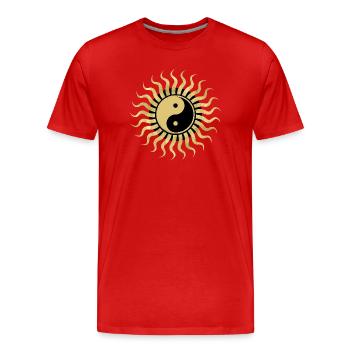 Golden Yin Yang Sole - Men's Premium Organic T-Shirt - red - Front - Damien (186cm)