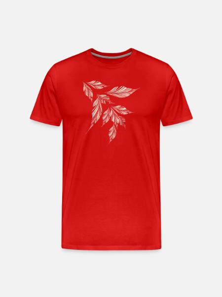 Delicately shimmering, feather-light leaf pattern - Men's Premium Organic T-Shirt - red