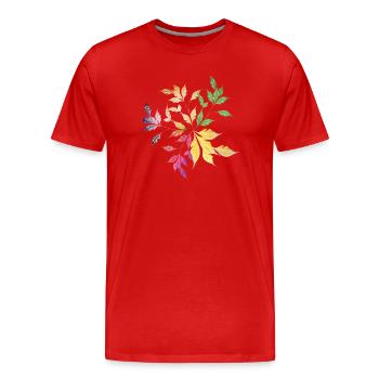 Delicately Shimmering Leaf Arrangement – Nature Art - Men's Premium Organic T-Shirt - red - Front - Damien (186cm)