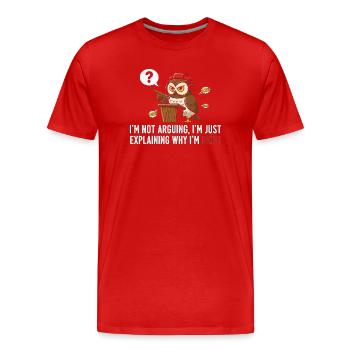 Eulen-Debattierer auf dem Podium - Männer Premium Bio T-Shirt - Rot - Vorne - Damien (186cm)