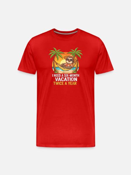 Six-Month Vacation Sloth - Men's Premium Organic T-Shirt - red