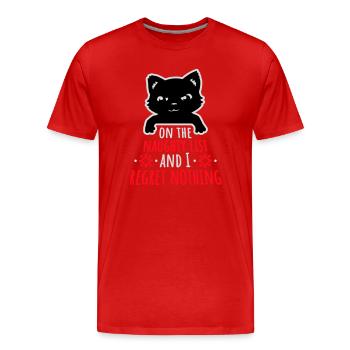 On the naughty list and regret nothing Böse Katze - Men's Premium Organic T-Shirt - red - Front - Damien (186cm)