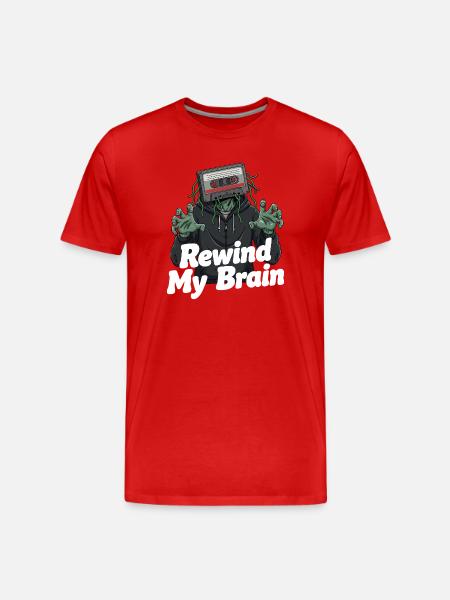 Rewind My Brain Zombie Illustration - Men's Premium Organic T-Shirt - red