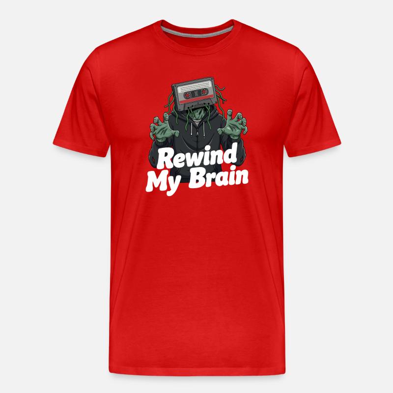 Rewind My Brain Zombie Illustration - Männer Premium Bio T-Shirt - Rot