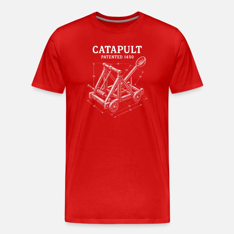 Design des mechanischen Katapult-Bauplans - Männer Premium Bio T-Shirt - Rot