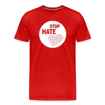 Arrêtez la haine - T-shirt bio Premium Homme - rouge - Devant - Damien (186cm)