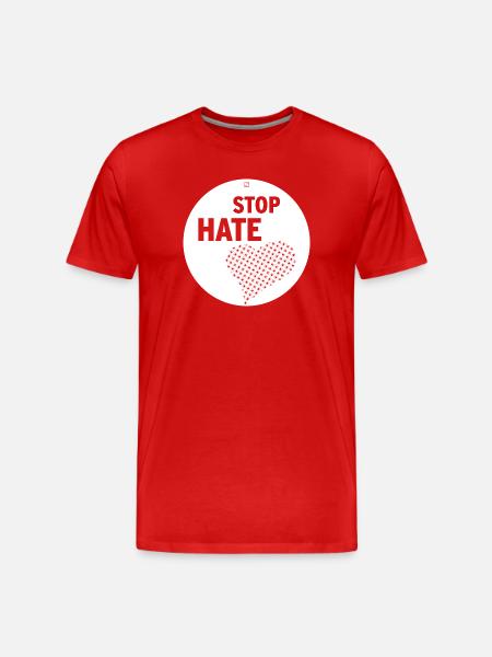 STOP HATE - Männer Premium Bio T-Shirt - Rot