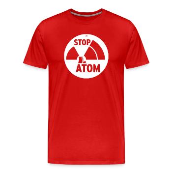 STOP ATOM - Men's Premium Organic T-Shirt - red - Front - Damien (186cm)