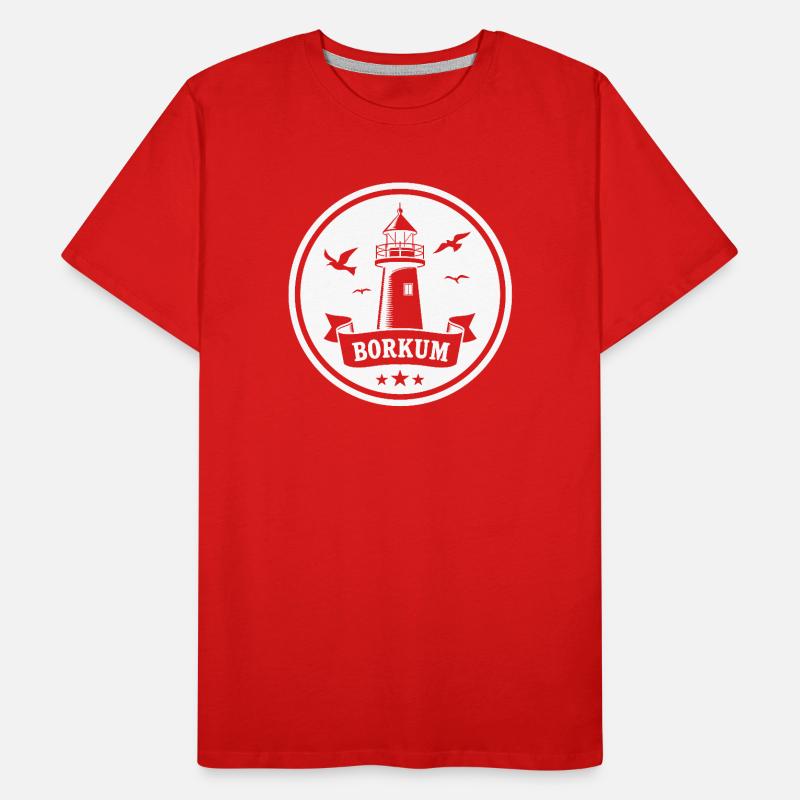 Leuchtturm Borkum Maritimes Emblem Männer Premium Bio T-Shirt