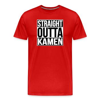 Straight Outta Kamen Parodie - Männer Premium Bio T-Shirt - Rot - Vorne - Damien (186cm)