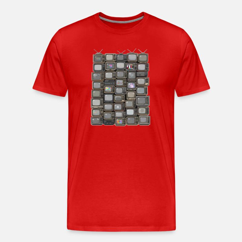 Retro Fernseh-Stack Collage - Männer Premium Bio T-Shirt - Rot