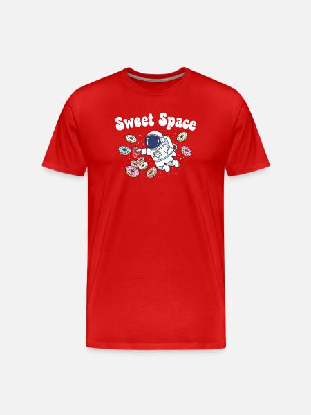 Süße Raumfahrt mit Donuts - Männer Premium Bio T-Shirt - Rot