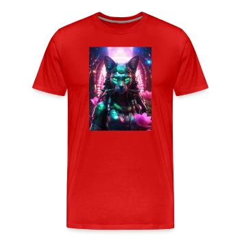  Bastet – Hüterin des Friedens - Männer Premium Bio T-Shirt - Rot - Vorne - Damien (186cm)