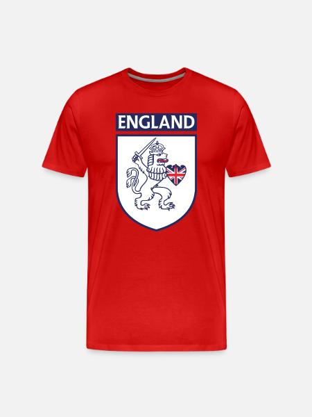 England Heraldic Lion Shield Design - Men's Premium Organic T-Shirt - red