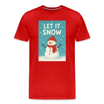 Let It Snow Snowman Design - Men's Premium Organic T-Shirt - red - Front - Damien (186cm)