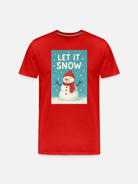 Let It Snow Snowman Design - Men's Premium Organic T-Shirt - red