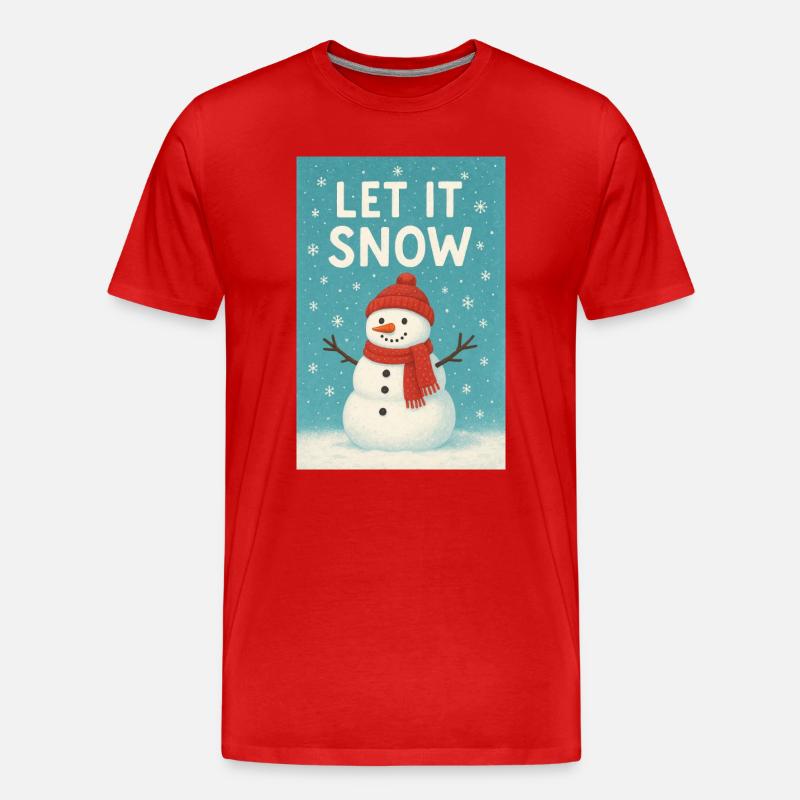 Let It Snow Snowman Design - Männer Premium Bio T-Shirt - Rot