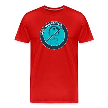 Pas mon chancelier - Bague caricature du chancelier - T-shirt bio Premium Homme - rouge - Devant - Damien (186cm)