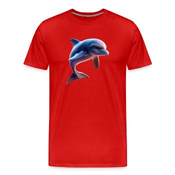 Dauphin Plongeur Dauphins Océan Dauphins mignons Dauphin - T-shirt bio Premium Homme - rouge - Devant - Damien (186cm)
