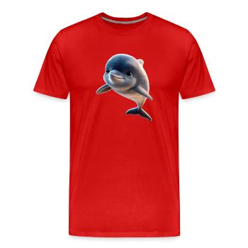 Dauphin Plongeur Dauphins Océan Dauphins mignons Dauphin - T-shirt bio Premium Homme - rouge - Devant - Damien (186cm)