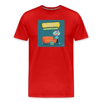 Gedankenkiste: humorvolle Prokrastination - Männer Premium Bio T-Shirt - Rot - Vorne - Damien (186cm)