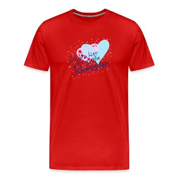 Große Schwester, Herz Confetti Motiv - Männer Premium Bio T-Shirt - Rot - Vorne - Damien (186cm)