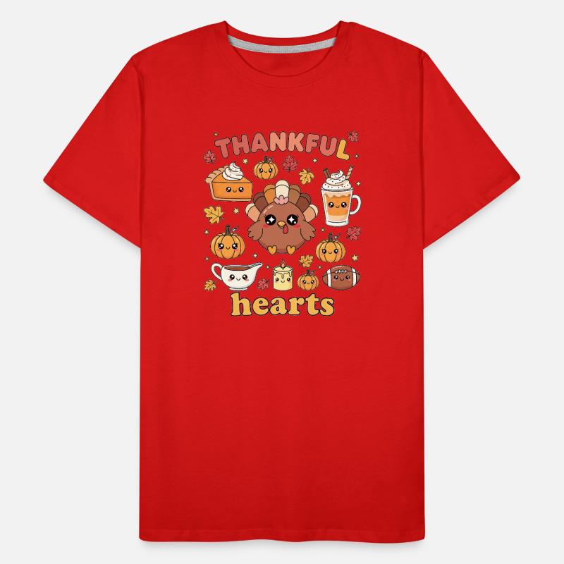 Dankbare Herzen Niedlich Truthahn Herbst Männer Premium Bio T-Shirt