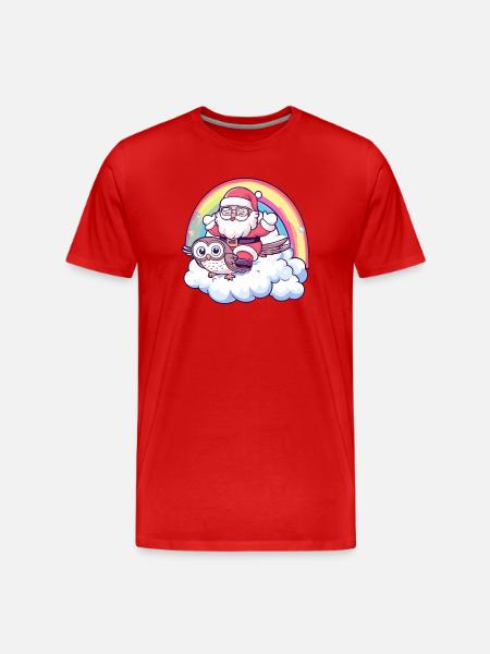 Eule Weihnachtsmann Weihnachten - Männer Premium Bio T-Shirt - Rot