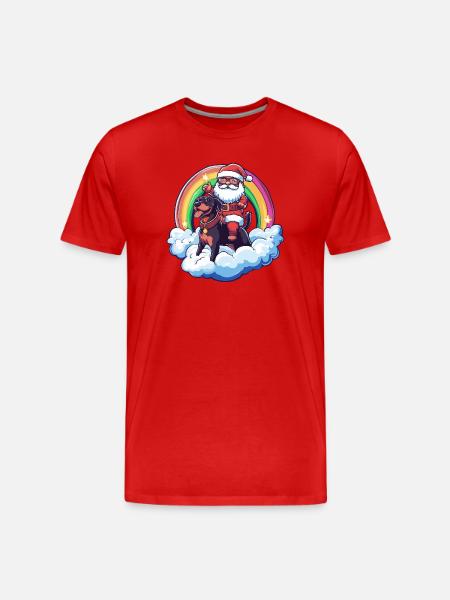 Dobermann Hund Weihnachtsmann Weihnachten - Männer Premium Bio T-Shirt - Rot