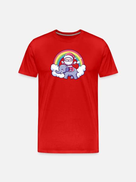 Elefant Weihnachtsmann Weihnachten - Männer Premium Bio T-Shirt - Rot
