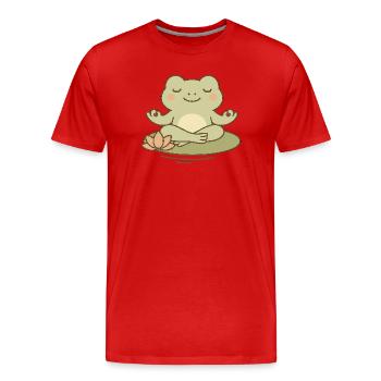 Meditierender Frosch auf Seerose - Männer Premium Bio T-Shirt - Rot - Vorne - Damien (186cm)