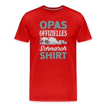 Grandpa's official snoring shirt – raccoon - Men's Premium Organic T-Shirt - red - Front - Damien (186cm)