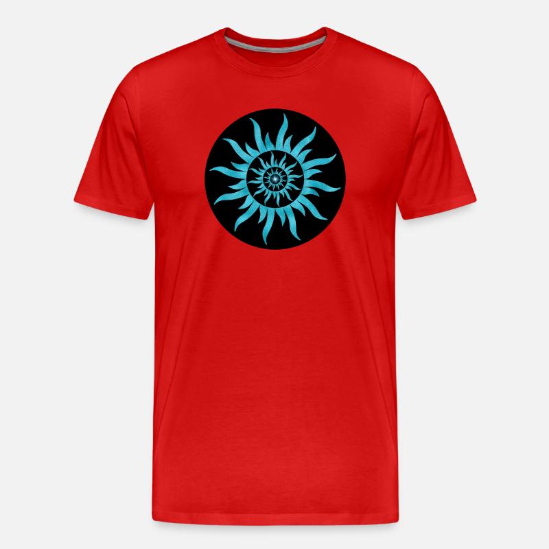 Sonne Spirale Blauer Saphir - Männer Premium Bio T-Shirt - Rot