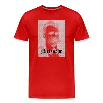 Portrait philosophique en demi-teinte - T-shirt bio Premium Homme - rouge - Devant - Damien (186cm)