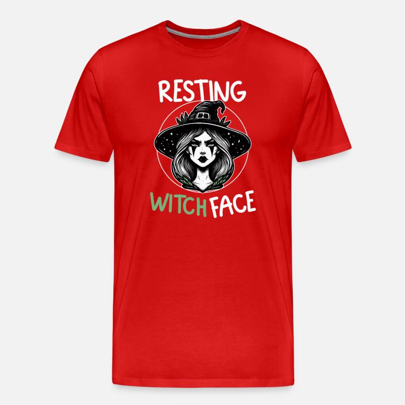 Hexengesicht in Ruhe Illustration - Männer Premium Bio T-Shirt - Rot