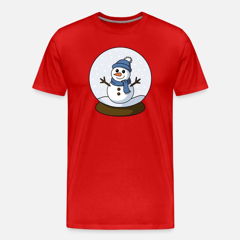 Schneemann in einer Schneekugel - Männer Premium Bio T-Shirt - Rot