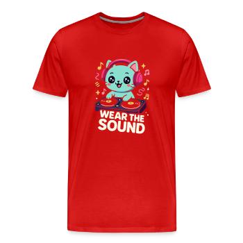 Trage den Sound – Kawaii DJ Chat - Männer Premium Bio T-Shirt - Rot - Vorne - Damien (186cm)