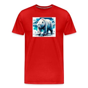 ours blanc - T-shirt bio Premium Homme - rouge - Devant - Damien (186cm)