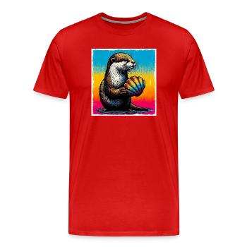 Otter - Männer Premium Bio T-Shirt - Rot - Vorne - Damien (186cm)