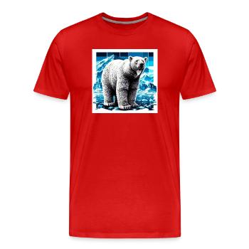 ours blanc - T-shirt bio Premium Homme - rouge - Devant - Damien (186cm)