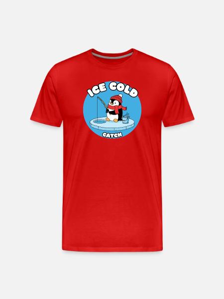 Eisfrost Pinguin fängt Eisfisch - Men's Premium Organic T-Shirt - red