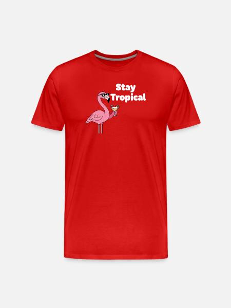 Stay Tropical Flamingo Motif - Men's Premium Organic T-Shirt - red
