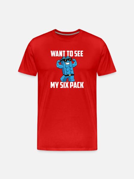 Want To See My Six Pack Brick Builder Block - Men's Premium Organic T-Shirt - red